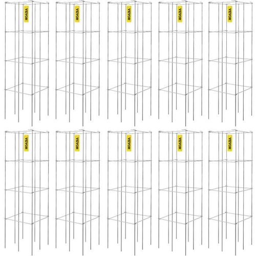 Cages à Tomates-VEVOR-30x30x117 cm-10PCS-Carrée-Revêtement PVC-Acier-Argent-Légumes Grimpants, Plantes, Fleurs, Fruits