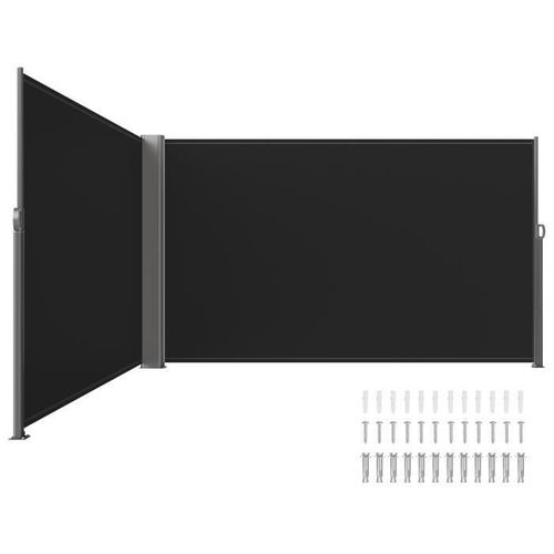 Paravent Retractable Double-VEVOR-180x600 cm-Auvent Store Latéral Enroulable protège du Soleil ou du Vent-Noir