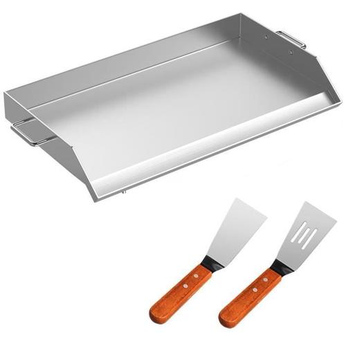 Plaque Cuisson Inox-VEVOR-91x56cm Plaque Fonte Plancha à Gaz Extérieur Professionnel-2 Poignées-Four Cuisine Extérieure Jardin