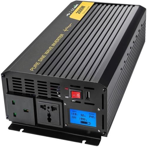 Onduleur Solaire Hybride - Vevor - Onduleur Pur Sinus Convertisseur Sinusoïdal Pur 2000w Dc 12v À Ac 240v Lcd