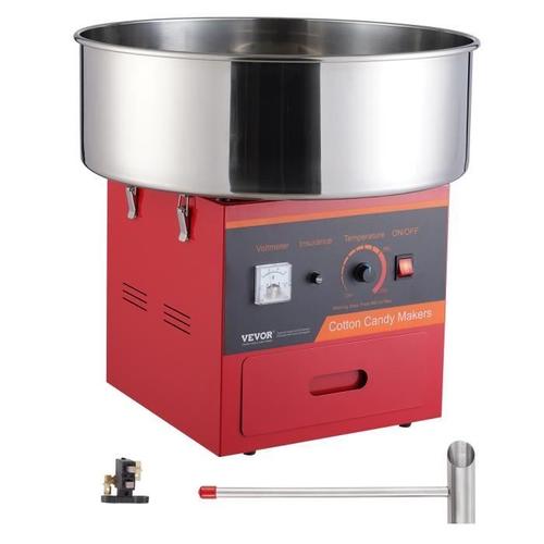 Machine à Barbe à Papa Électrique-VEVOR-Acier Inoxydable SUS201 de Qualité Alimentaire-51,8 x 51,8 x 48,5 cm-Charg 10 kg-Rouge