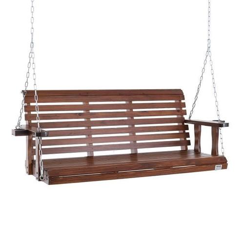 Balançoire De Porche En Bois-Vevor-1523x710x600 Mm-Charge 400 Kg-Chaîne De Suspension-Cour Et Jardin-Marron