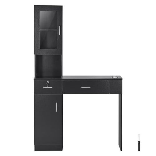 Meuble De Salon De Coiffure Murale Pour Coiffeur-Vevor-1 Armoire Rangement,3 Compartiments,2 Tiroirs-Pour Rangement D'outils,Noir