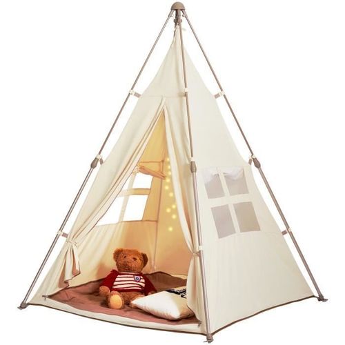 Tente Pour Enfants - Vevor - 128 X 125 X 175 Cm Tente De Jeu Pour Enfants Tente Tipi Pliable Pour Tout-Petits Tapis Sac,Beige