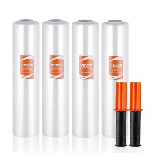 Film Étirable-Vevor-38,1 Cm X 305 M, Rouleaux De Film Transparent Étirable Et Durable, Lot De 4, Calibre 60- Pour Expédition
