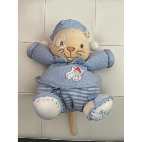 Doudou Peluche Chat Bleu Kaloo Rayé