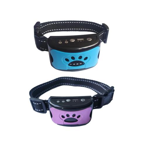 Paquet De 2 Colliers Anti-Aboiements Pour Chiens, Collier Anti-Aboiement Rechargeable, Vibrations Et Sons, Bleu + Violet Great-Fair