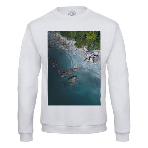 Sweat Shirt Homme Plage De Sable Fin Et Rochers Forêt Vue Aérienne Paysage