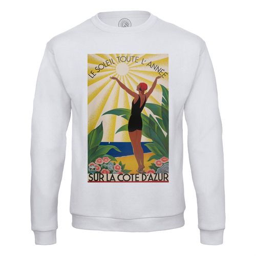 Sweat Shirt Homme Cote D'azur Art Deco Affiche Ancienne Vintage