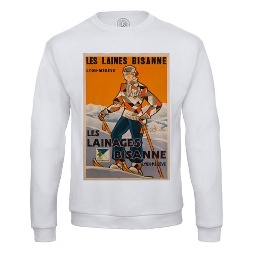 Sweat Shirt Homme Pub Vetement Ski Affiche Poster Vintage Voyage Art Deco 30's