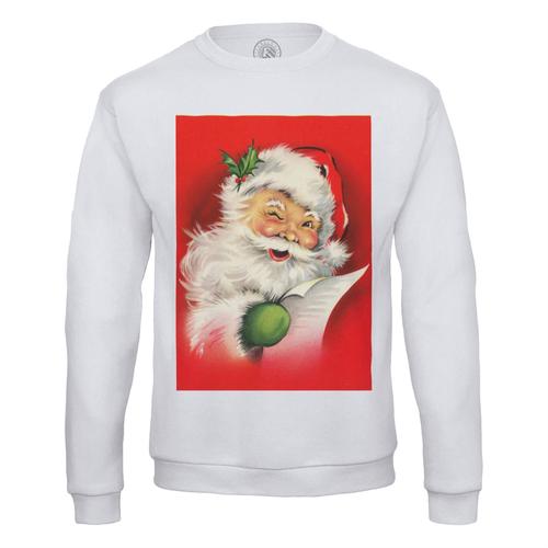 Sweat Shirt Homme Pere Noel Clin D'oeil Vintage Retro Santa Claus 50's
