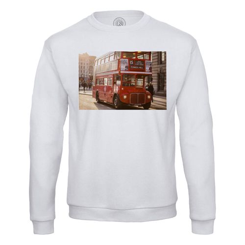Sweat Shirt Homme Bus Rouge À L'imperiale Double-Decker Vintage Paysage Urbain