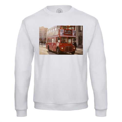 Sweat Shirt Homme Bus Rouge À L'imperiale Double-Decker Vintage Paysage Urbain