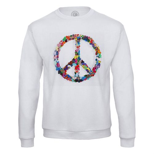Sweat Shirt Homme Signe Paix Coeurs Hippie Psychedelique 70's Couleurs