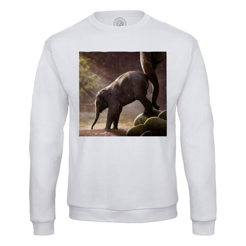 Sweat Shirt Homme Bebe Elephant Et Sa Maman Riviere Photo Nature Mignon