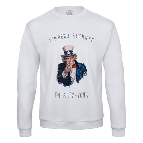 Sweat Shirt Homme L'apero Recrute Engagez Vous Oncle Sam Parodie Humour