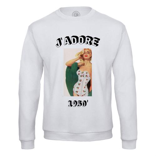 Sweat Shirt Homme J'adore 1950 Vintage Années 50 Retro Pin Up