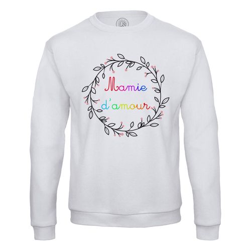 Sweat Shirt Homme Mamie D'amour Frise Fleur Multicolore Grand Mere