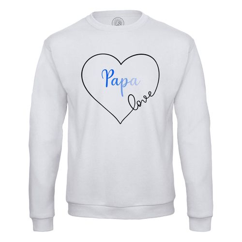 Sweat Shirt Homme Papa Love Coeur Amour Pere Bleu