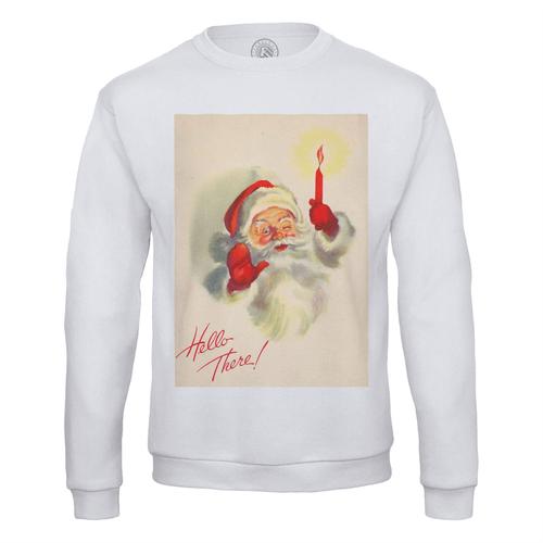 Sweat Shirt Homme Pere Noel Bougie Hello There Vintage Retro Santa Claus