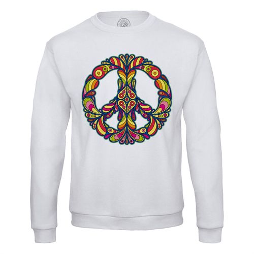 Sweat Shirt Homme Signe Paix Art Hippie Psychedelique 70's Couleurs