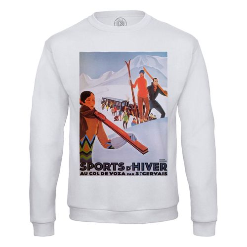 Sweat Shirt Homme Sport D'hiver France Montagne Poster Vintage Voyage Art Deco 30's