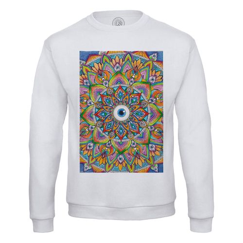 Sweat Shirt Homme Oeil Mandala Acides Hippie Psychedelique 70's Couleurs