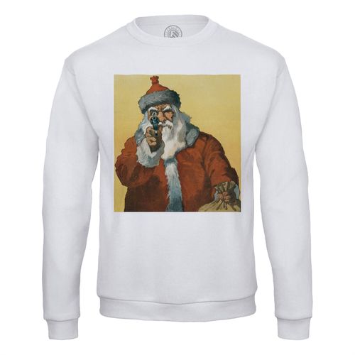 Sweat Shirt Homme Pere Noel Pistolet Humour Drole Santa Vintage