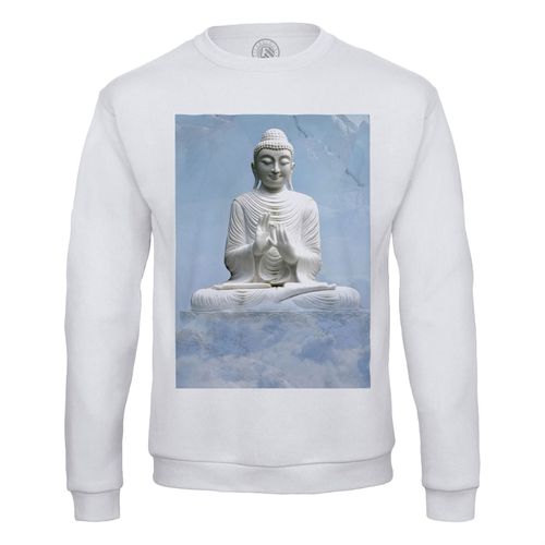 Sweat Shirt Homme Buddha Blanc Montage Meditation Bouddhisme