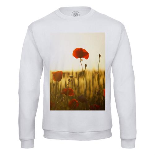 Sweat Shirt Homme Coquelicot Champs Nature Soleil Lumiere Fleur Prairie