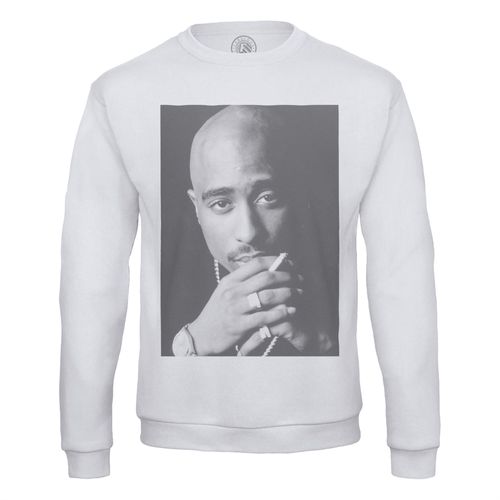 Sweat Shirt Homme Tupac Shakur Star Portrait Noir Et Blanc Rapper Rap Hip Hop Legend