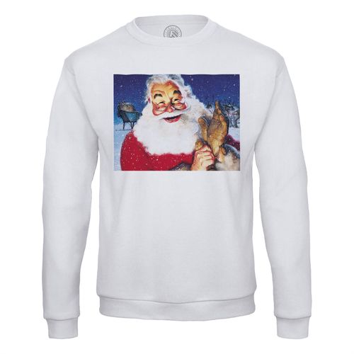 Sweat Shirt Homme Pere Noel Neige Traineau Peinture Vintage Retro