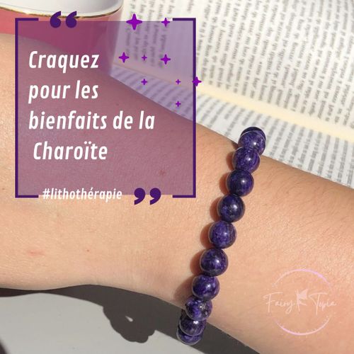 Titre : Bracelet En Charoïte - 23 Perles De 8 Mm | Transformation Personnelle, Intuition, Protection