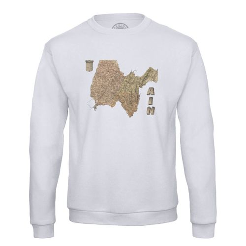Sweat Shirt Homme Ain 01 Departement Bourg En Bresse Carte Ancienne Rhône-Alpes