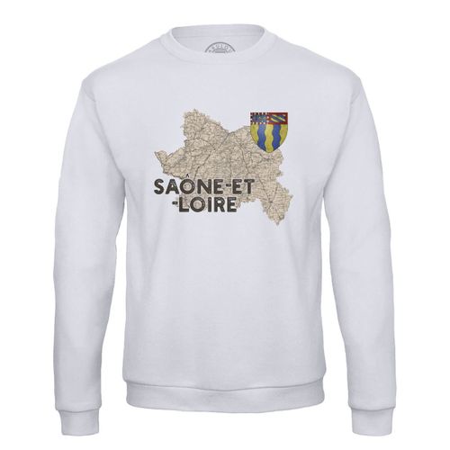Sweat Shirt Homme Saone Et Loire 71 Departement Macon Carte Ancienne