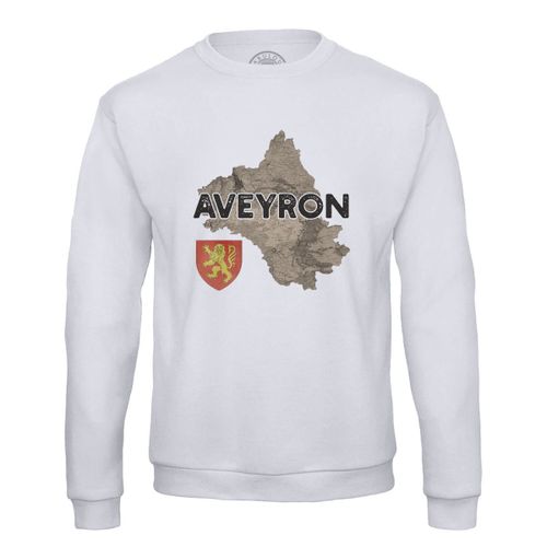 Sweat Shirt Homme Aveyron 12 Département Millaux Carte Ancienne Occitanie