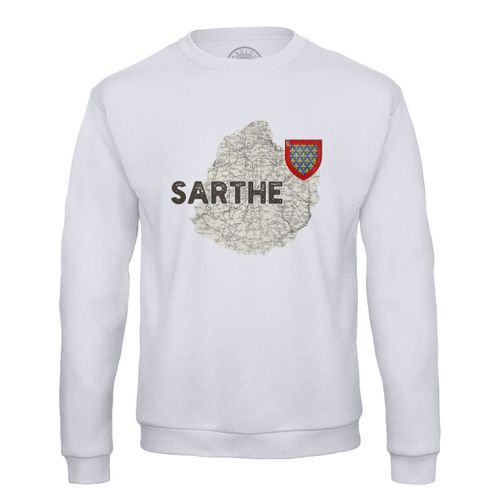 Sweat Shirt Homme Sarthe 72 Département Le Mans Carte Ancienne