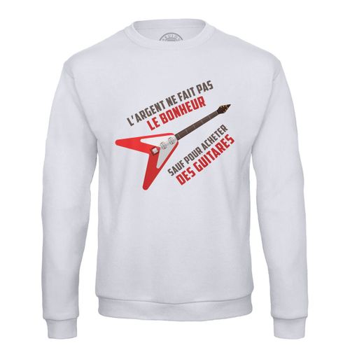 Sweat Shirt Homme Guitare Electrique - L'argent Ne Fait Pas Le Bonheur