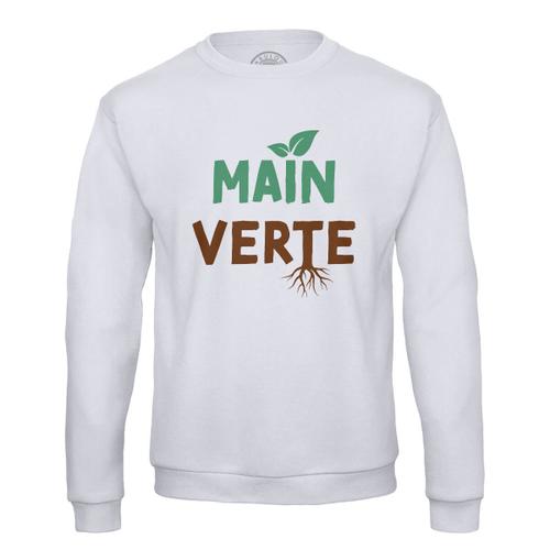 Sweat Shirt Homme Main Verte Arbre Plantes Pot Jardinage Jardin