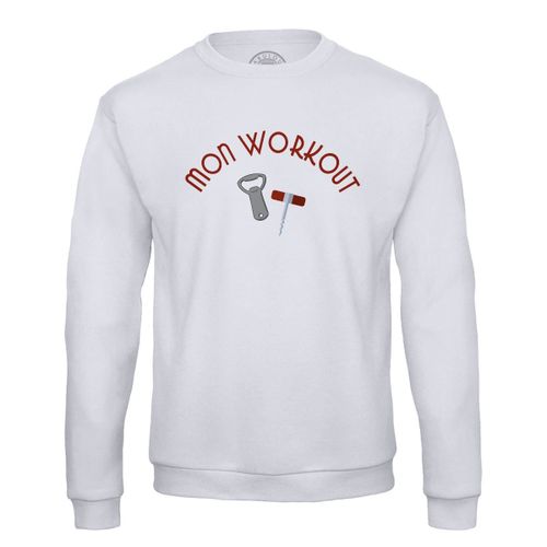 Sweat Shirt Homme Mon Workout Bouteille Vin Sport Humour