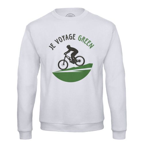 Sweat Shirt Homme Je Voyage Green Vélo Voyage Vtt Nature
