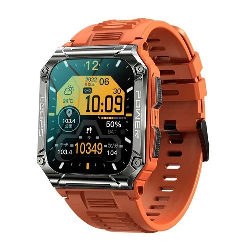 Weedom-Montre Intelligente Avec Grand Écran Hd Pour Homme,Appel Bluetooth,Suivi De La Condition Physique,Moniteur De Fréquence Cardiaque,Boussole Sportive,1.95 "" - Type Orange