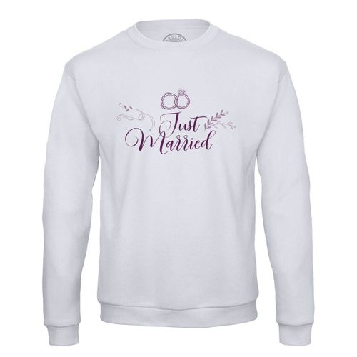 Sweat Shirt Homme Just Married Calligraphie Mariage Noces Fiancée