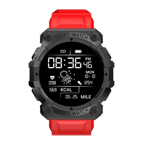 Montre Connectée Fd68s,Écran Rond Pour Documents,Fréquence Cardiaque,Connexion Bluetooth,Podomètre,Musique,Météo,Bracelet De Sport En Plein Air - Type Rouge
