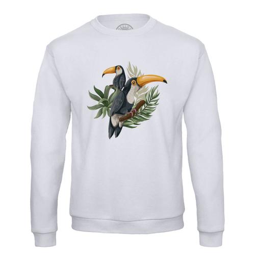 Sweat Shirt Homme Toucan Perché Arbre Tropical Exotique Jungle Oiseau