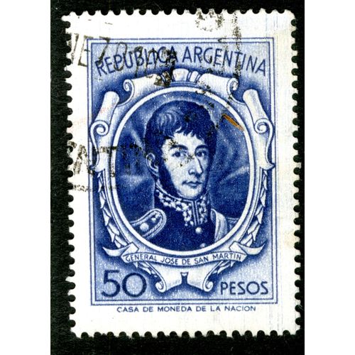 Timbre Oblitéré Republica Argentina, General Jose De San Martin, 50 Pesos
