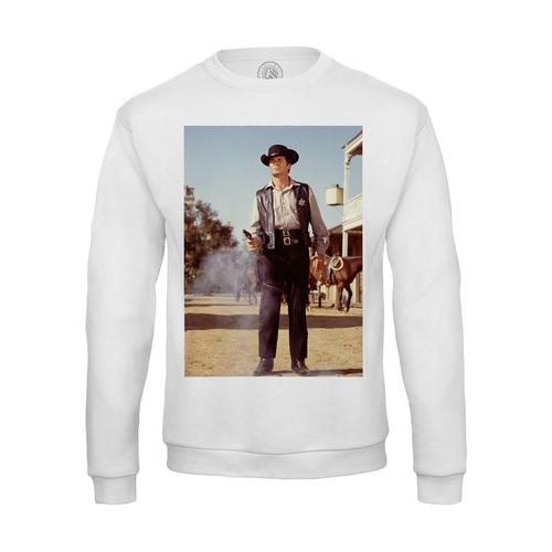 Sweat Shirt Homme Photo De Film Cowboy Shérif Western Duel Au Revolver Original Vintage