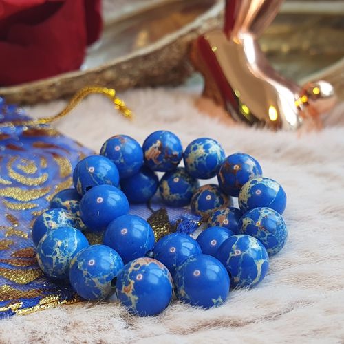Bracelet De Lithothérapie En Jaspe Bleu - Équilibre Émotionnel, Clarté Mentale, Protection Spirituelle