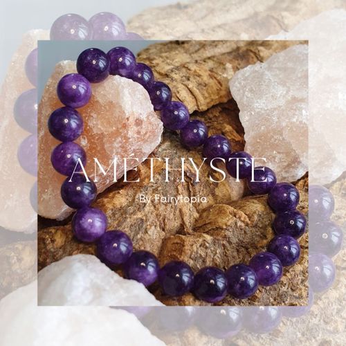Bracelet En Améthyste - 23 Perles De 8 Mm | Équilibre Émotionnel, Clarté Mentale, Protection Spirituelle