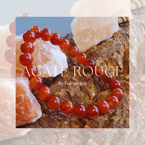 Bracelet En Agate Rouge - 23 Perles De 8 Mm | Énergie Positive, Force Intérieure, Protection Spirituelle